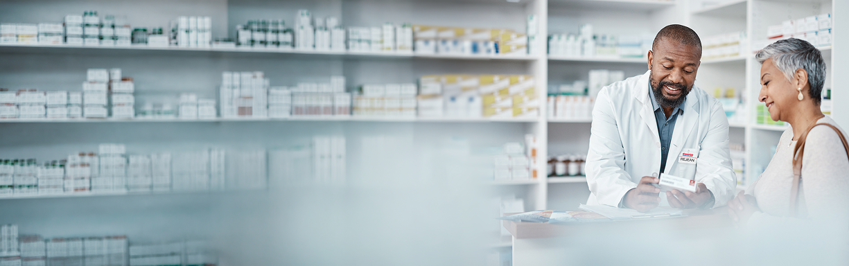 Pharmacist explaining medication